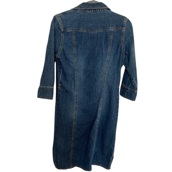 Old Navy Women's Y2K Denim Stretch Shirt Dress Blue Size 8 - Picture 2 of 10